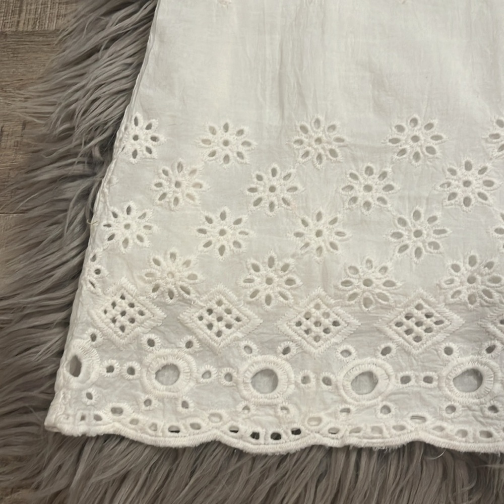 NWT Coline white cotton eyelet dress with attached waist tie M - Picture 7 of 8